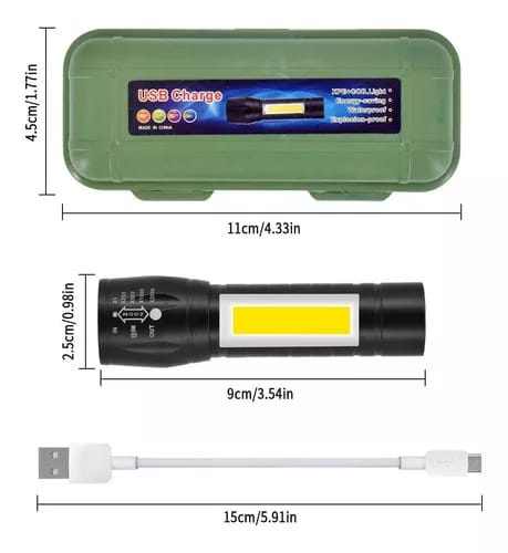 Linterna LED Portátil Recargable de Alta Potencia para Emergencias y Camping