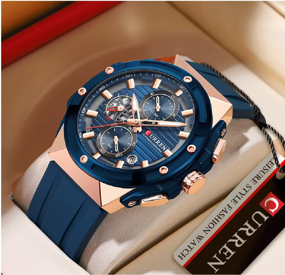 Reloj Curren 8462 silicona cronógrafo diseño deportivo resistente y cómodo estilo moderno ideal para uso diario