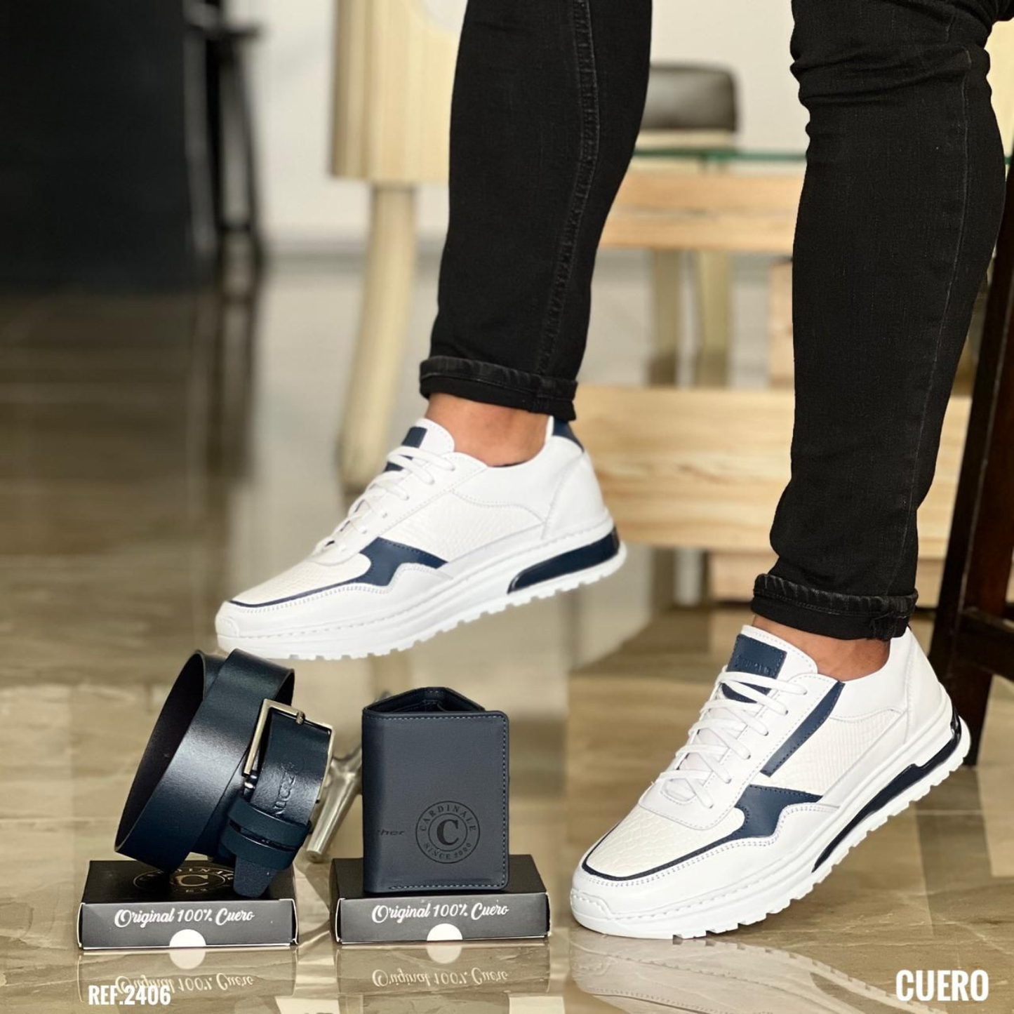 Trío Deportivo 2406 para Caballero en Cuero – Estilo Premium con Comodidad Urbana