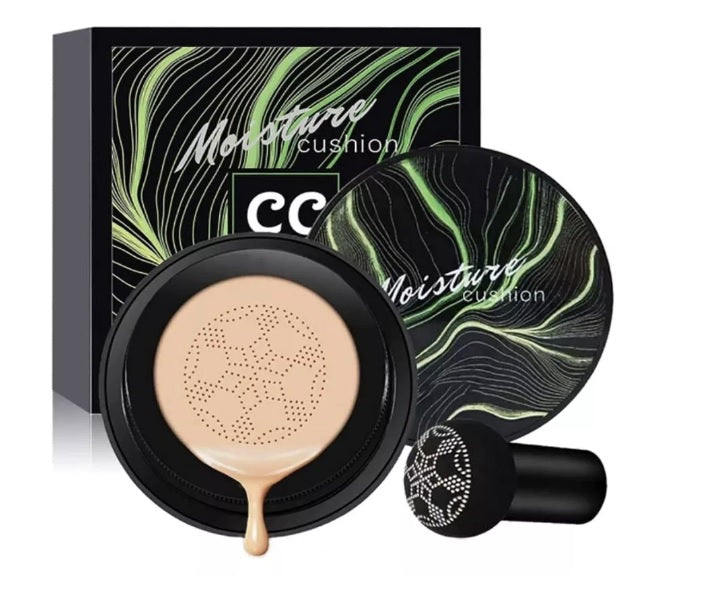 Base de maquillaje cushion hidratante a prueba de agua con cobertura uniforme. Ideal para climas cálidos y uso diario.