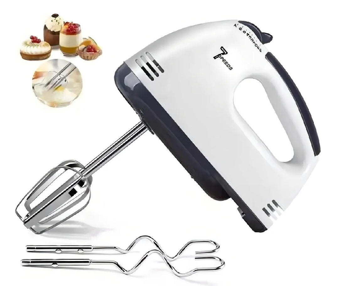 Batidora de mano Skoedi DH-133 260W con 7 velocidades y ganchos. Ideal para batir, mezclar y amasar en cocina y repostería con resultados uniformes.