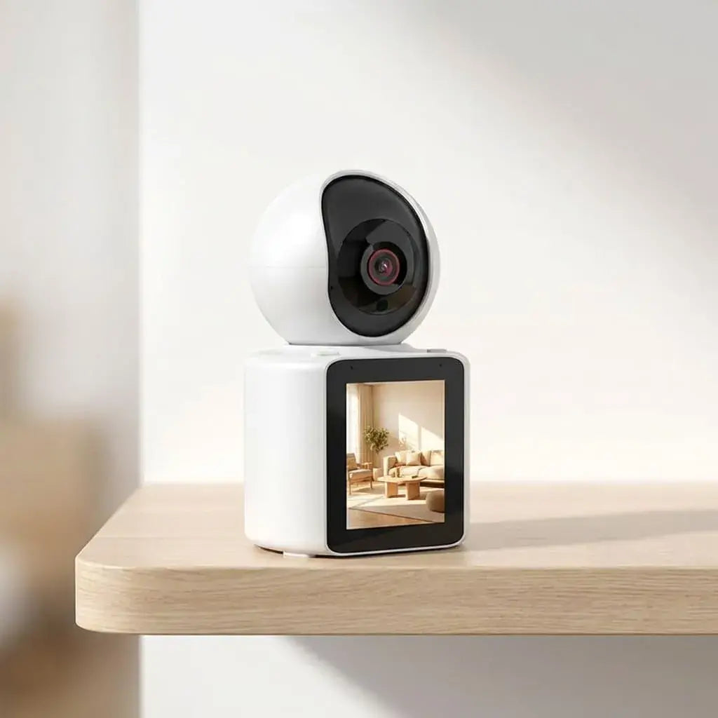 Compra Cámara IP WiFi 065 con pantalla integrada y movimiento inteligente. Ideal para videoconferencias, clases virtuales y reuniones profesionales.