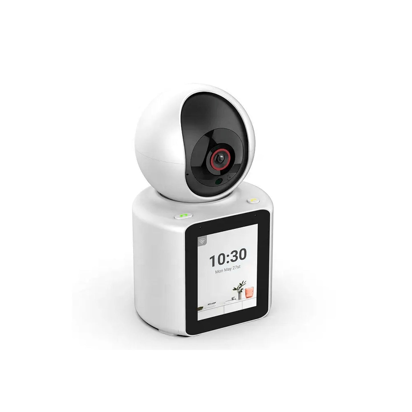 Cámara IP WiFi V380 Pro 3MP con pantalla de 2.8 pulgadas, videollamada, rotación 360°, audio bidireccional, visión nocturna, detección de movimiento y soporte TF hasta 128 GB.