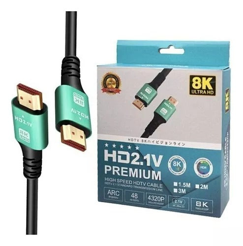 Cable HDMI 2.1 8K de 10 metros con soporte 8K 60Hz y 4K 120Hz, conductor de cobre puro y malla de nylon resistente. Ideal para TV, consolas, gaming, proyectores y equipos multimedia.