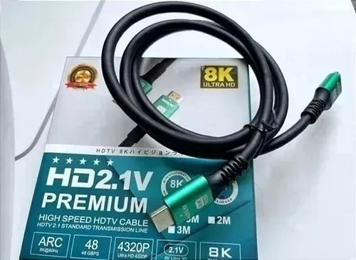 Cable HDMI 2.1 8K de 5 metros con soporte 8K 60Hz y 4K 120Hz, conductor de cobre puro y malla de nylon resistente. Ideal para TV, consolas, gaming y equipos multimedia.