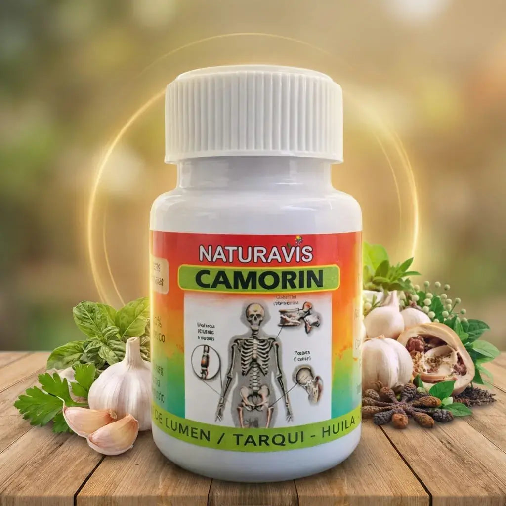 Camorin Naturavis x 50 cápsulas, producto homeopático de venta libre para acompañar el bienestar óseo, articular, la movilidad y el cuidado musculoesquelético natural.