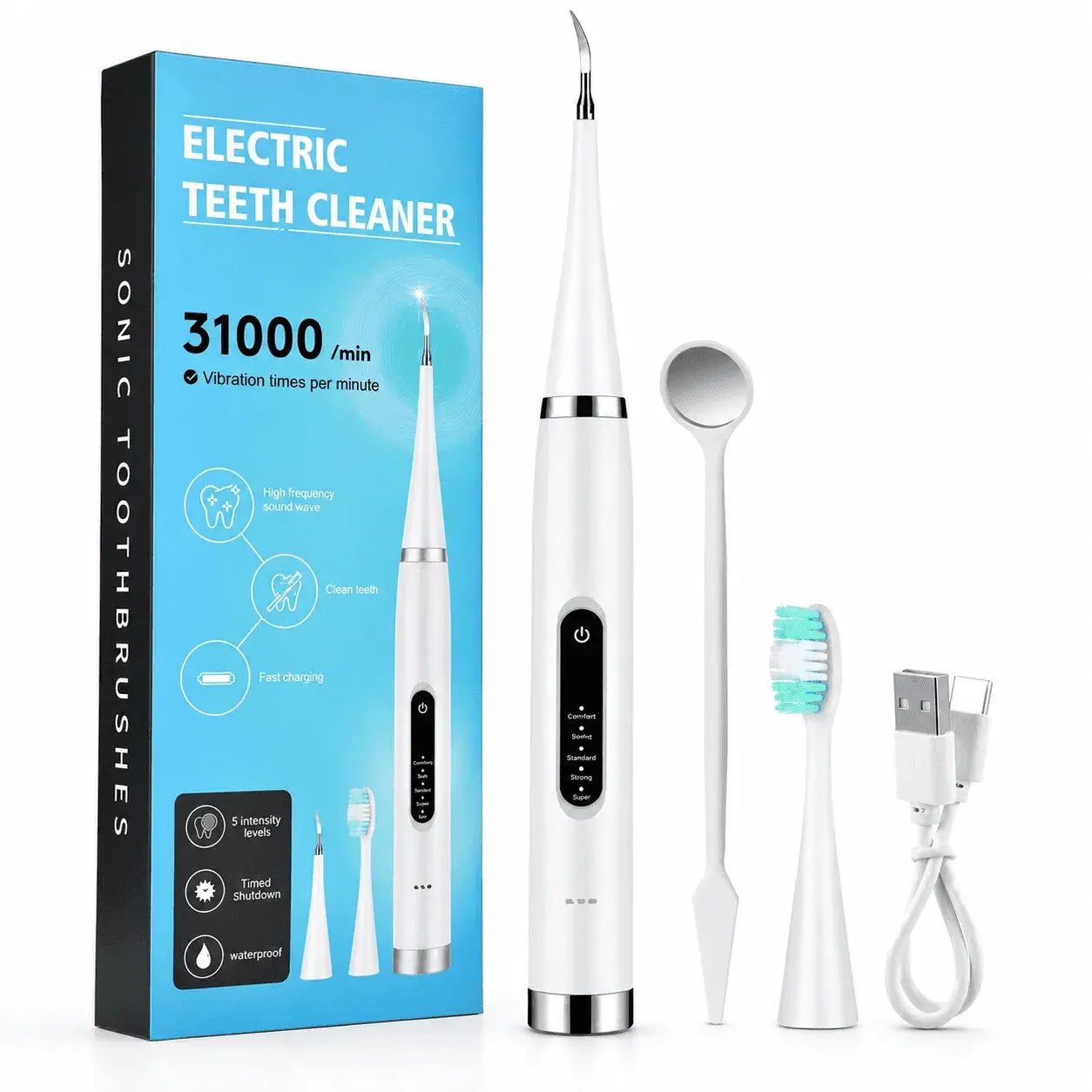 Cepillo eléctrico dental con función removedora de sarro. Ideal para una limpieza oral más completa y práctica en casa.