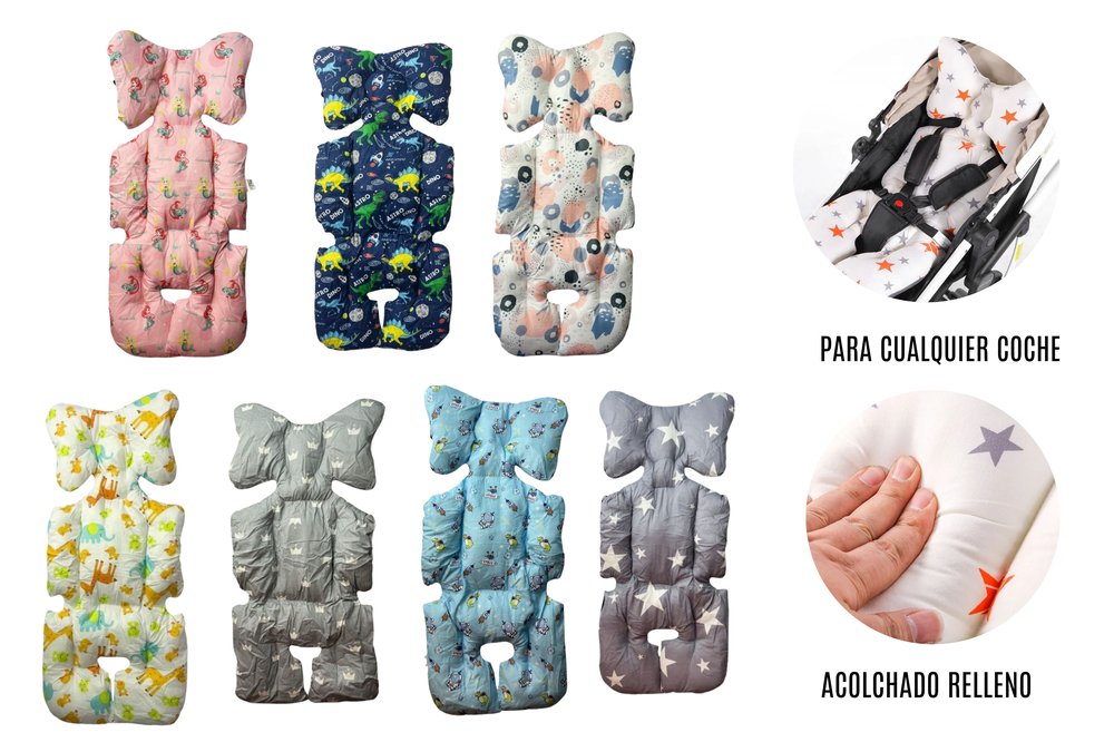 Cojín acolchado para cochecito de bebé en algodón puro 100% transpirable. Suave, cómodo y fresco para brindar mayor confort en los paseos diarios.