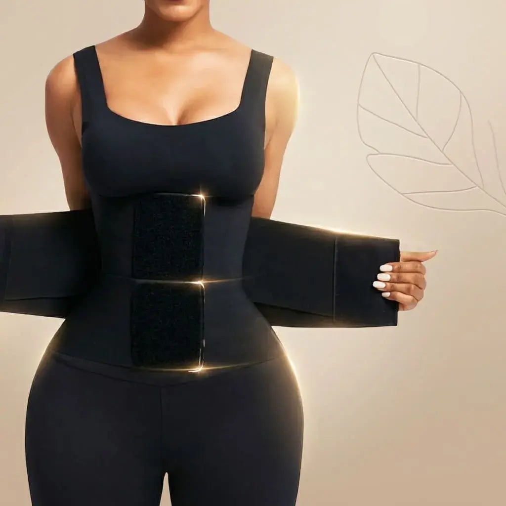 Combo de cinturilla transpirable con velcro, varillas de soporte lumbar y gel corporal. Ideal para ejercicio, uso diario, masajes y soporte en zona media.