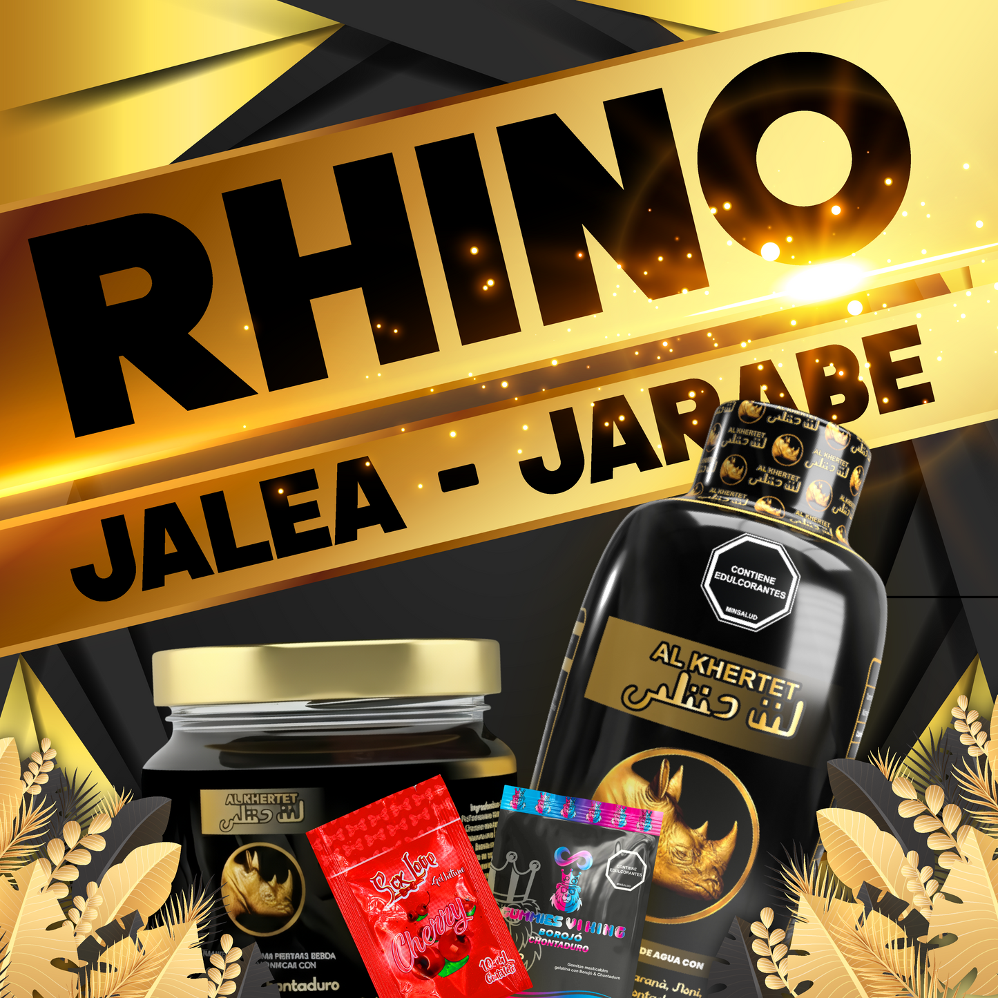 Combo Rhino con jarabe 500mL y jalea 125mL para complementar energía, vitalidad y rendimiento diario natural.