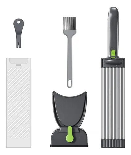 Cortadora manual de carne cruda y mandolina de cocina con protector de dedos, cepillo de limpieza y pelador. Ideal para rebanar carnes, frutas y verduras de forma rápida y uniforme.