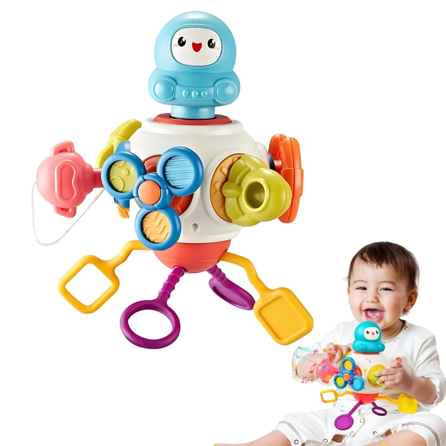 Cubo sensorial Montessori 8 en 1 para bebés y niños. Juguete educativo que estimula motricidad fina, coordinación ojo-mano y desarrollo sensorial con actividades interactivas.