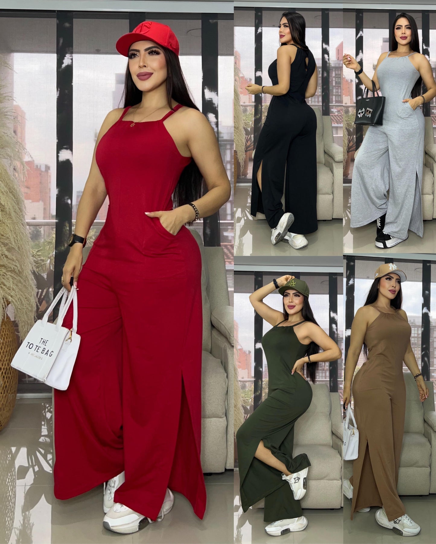 Compra enterizo para mujer con abertura en algodón licrado, talla única elástica, cómodo y moderno, ideal para un look fresco y elegante.
