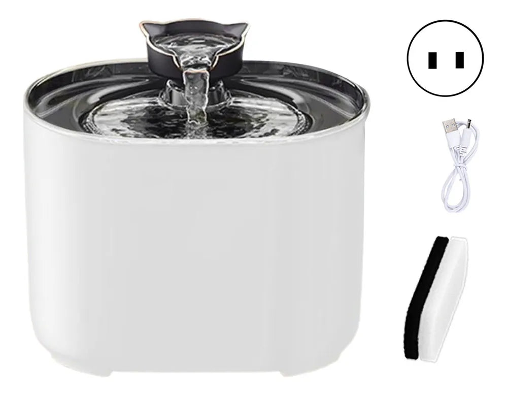 Fuente de agua automática para mascotas de 2.2 litros, con circulación continua, filtración aeróbica, funcionamiento silencioso, material libre de BPA y alimentación USB.