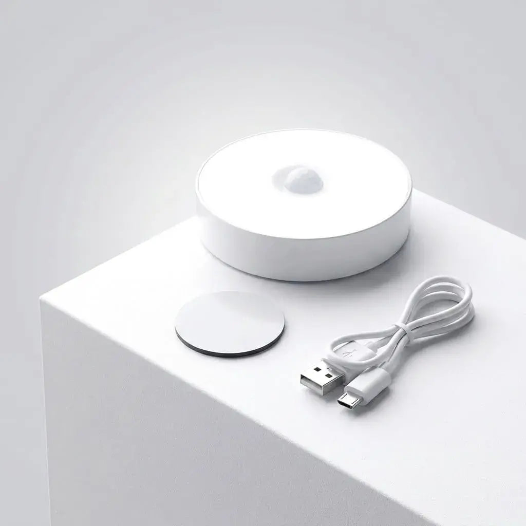 Kit x3 lámparas LED recargables con sensor de movimiento, luz fría, carga USB, batería de litio 250 mAh y base magnética para hogar u oficina.