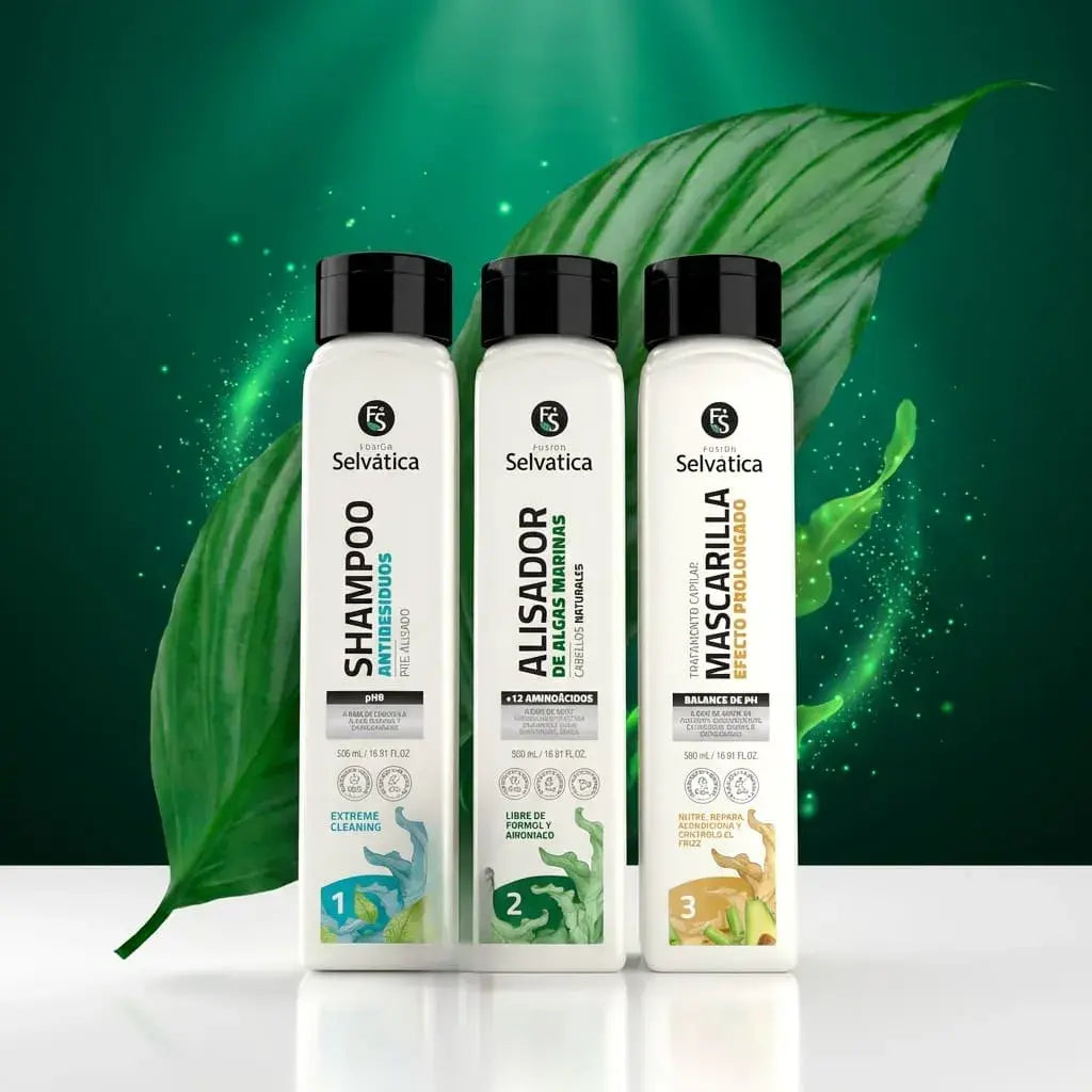Kit de alisado progresivo sin formol con algas marinas. Ayuda a controlar el frizz, suavizar y proteger el cabello, logrando un liso progresivo y manejable con uso adecuado. Ideal para todo tipo de cabello.