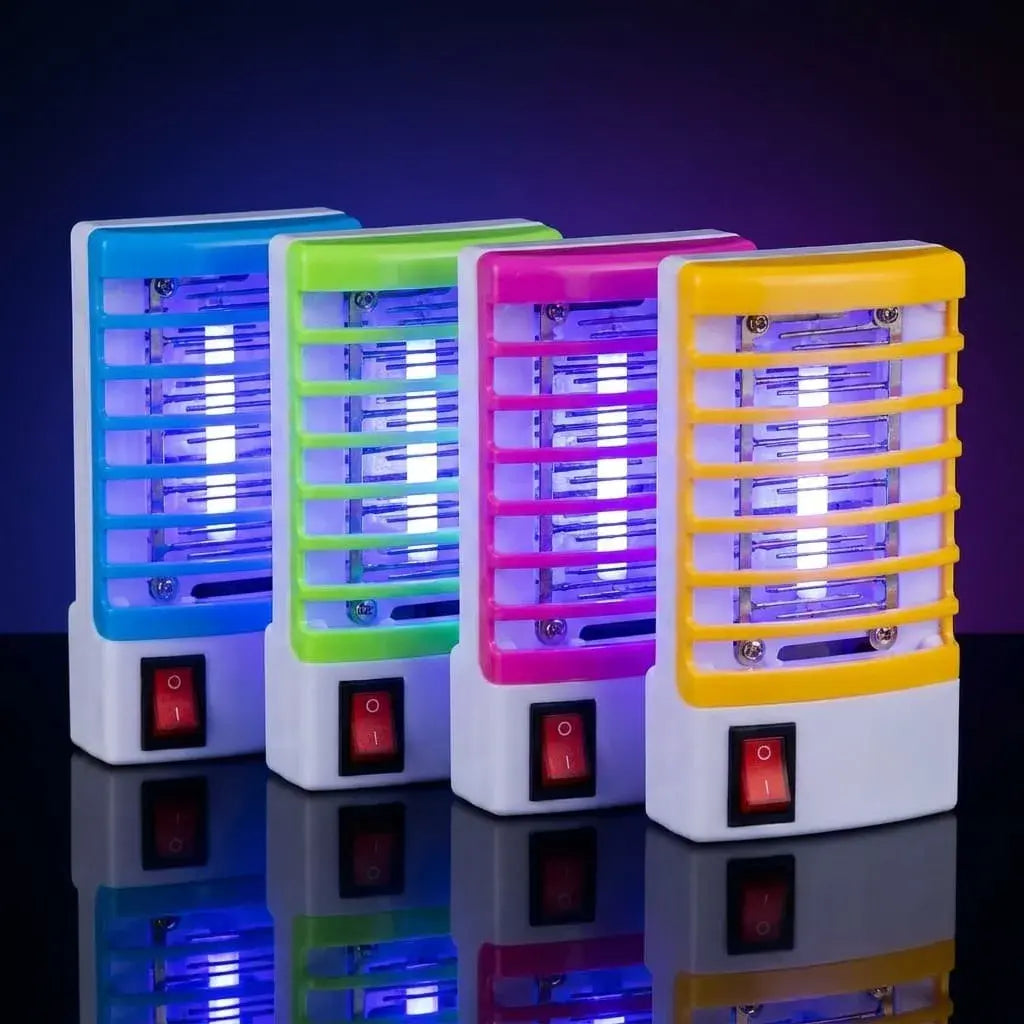 Lámpara LED mata mosquitos de enchufe 4 W, compacta, portátil y sin químicos, ideal para reducir insectos voladores en habitaciones, salas y espacios interiores.