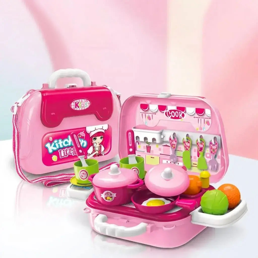 Little Kitchen Bag™ cocinita portátil para niños que fomenta la imaginación, el juego creativo y el entretenimiento educativo sin pantallas.