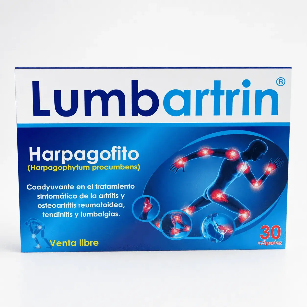 Lumbartrin Harpagofito x 30 cápsulas, producto natural para complementar el bienestar articular, la movilidad, la flexibilidad y el cuidado diario.