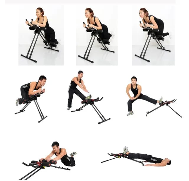 Máquina abdominal Ab Vertical Five Shapers plegable para ejercicio en casa. Incluye contador, inclinación ajustable, apoyos acolchados y estructura resistente.