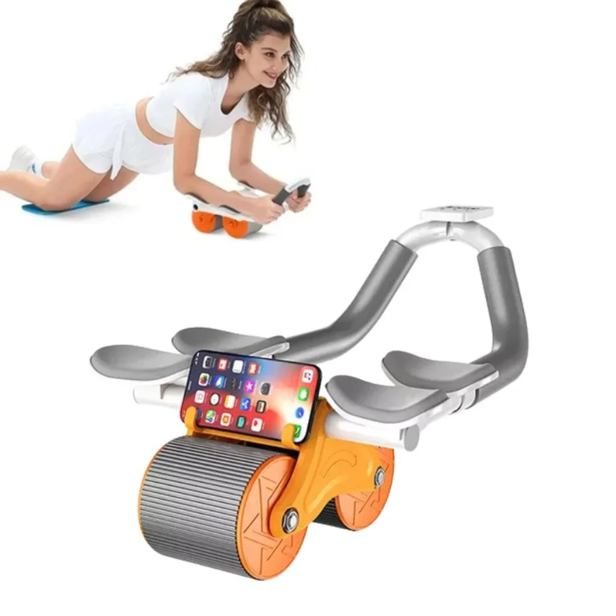 Máquina abdominal VIRTUALES de rebote automático para ejercicio en casa, con diseño ergonómico, manillas de agarre y contador de repeticiones.