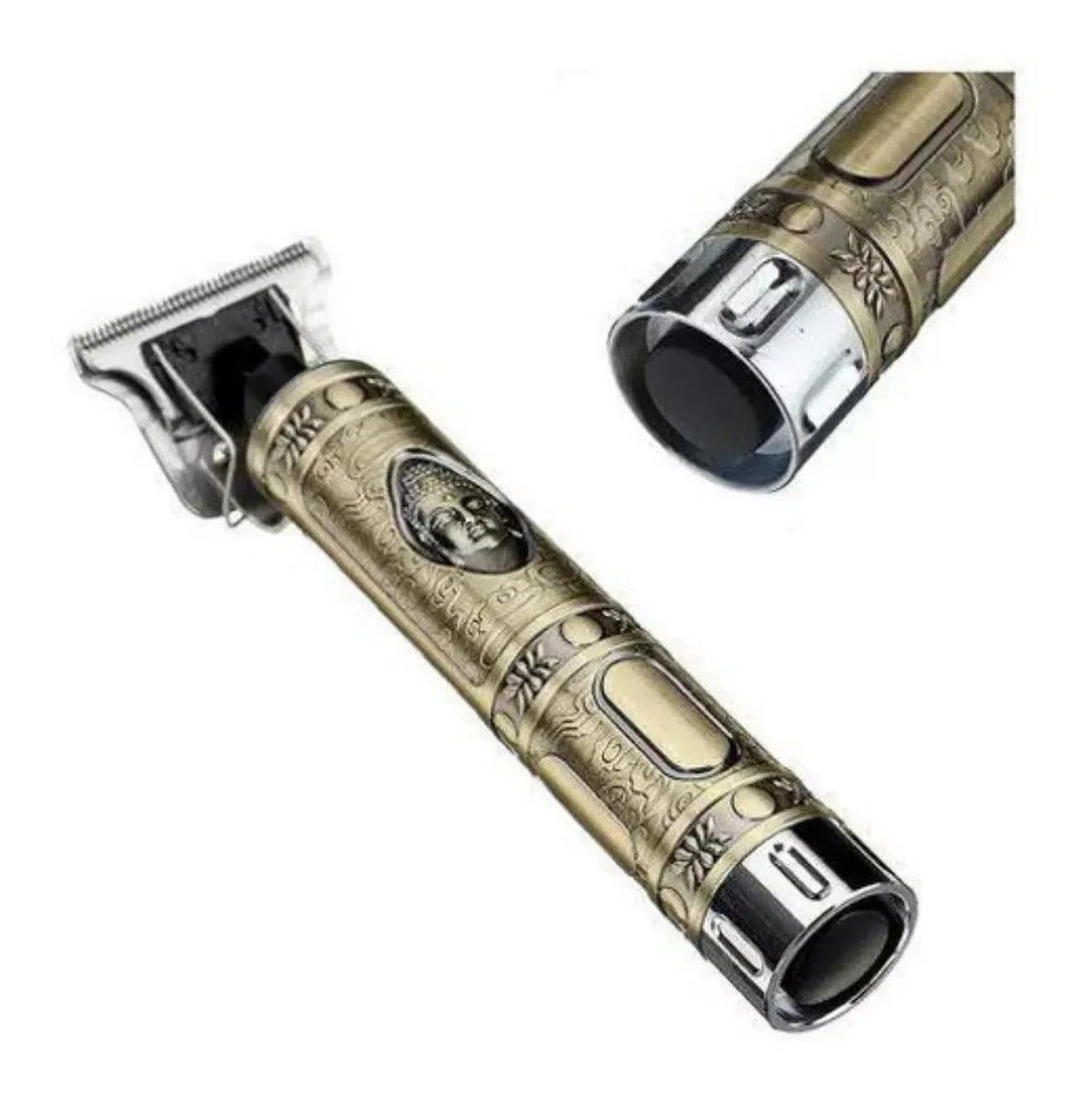 Máquina patillera recargable Buda con cuchilla en T, peines de 1 mm, 2 mm y 3 mm, diseño ergonómico y antideslizante para delineado, perfilado y recorte de cabello.