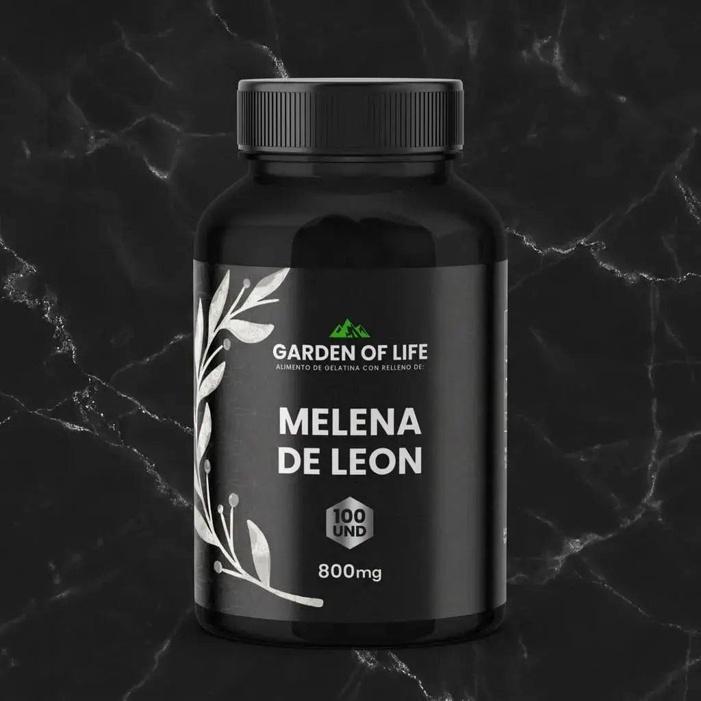 Melena de León Hericium erinaceus en cápsulas, frasco oscuro de 360 cc con termosellado de seguridad. Complemento natural para concentración, memoria y claridad mental.