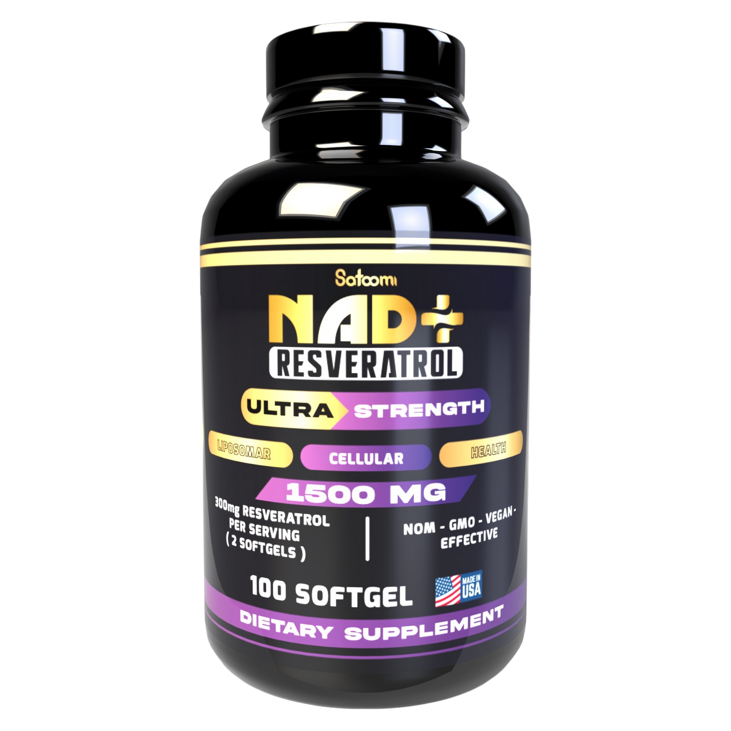 NAD Resveratrol Original con resveratrol y nicotinamida vitamina B3. Suplemento nutricional para adultos con registro INVIMA RSA-0010060-2020, enfocado en bienestar celular, vitalidad y cuidado integral.
