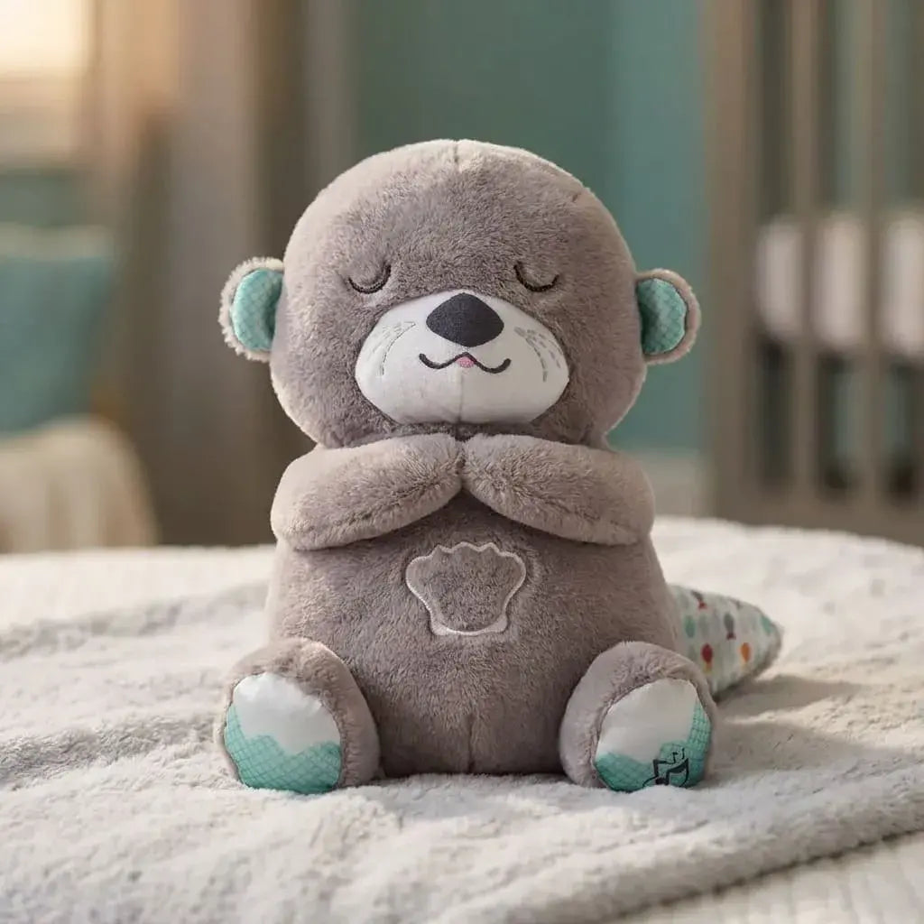 Nutria Dormilona de 25 cm con luz, sonido y movimiento de respiración simulada. Peluche suave e interactivo ideal para descanso, entretenimiento y regalo.