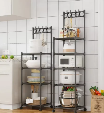 Organizador de cocina multiusos de piso AY-6025 con estantes resistentes. Ideal para optimizar espacio y mantener el orden en el hogar.