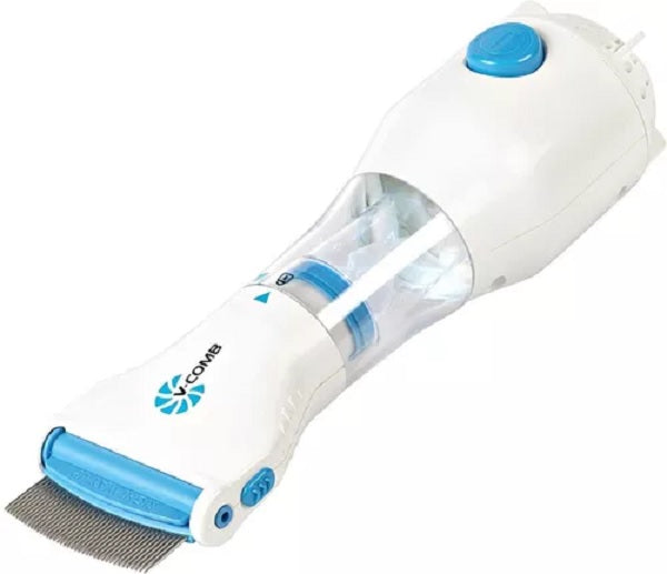 Peine eléctrico antipiojos reutilizable con dientes de acero inoxidable, filtro desechable, diseño ergonómico y uso doméstico sin químicos para niños y adultos.