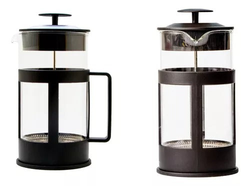 Prensa francesa de vidrio de 1 litro para café manual, con filtro de acero inoxidable, recipiente resistente al calor y diseño elegante para preparar café artesanal en casa.