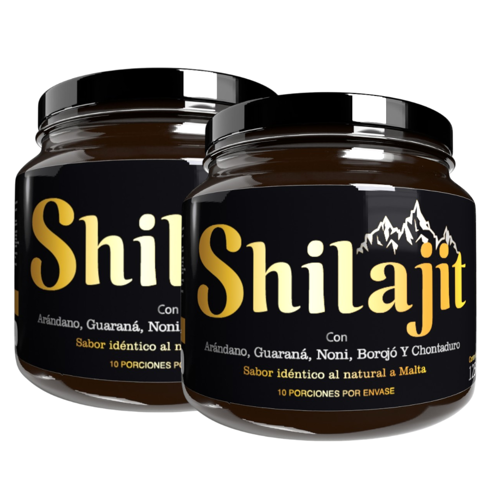 Shilajit Original x2 en bálsamo de resina natural del Himalaya, 125 mL por unidad. Suplemento con Registro INVIMA para adultos, enfocado en energía, vitalidad y bienestar diario.