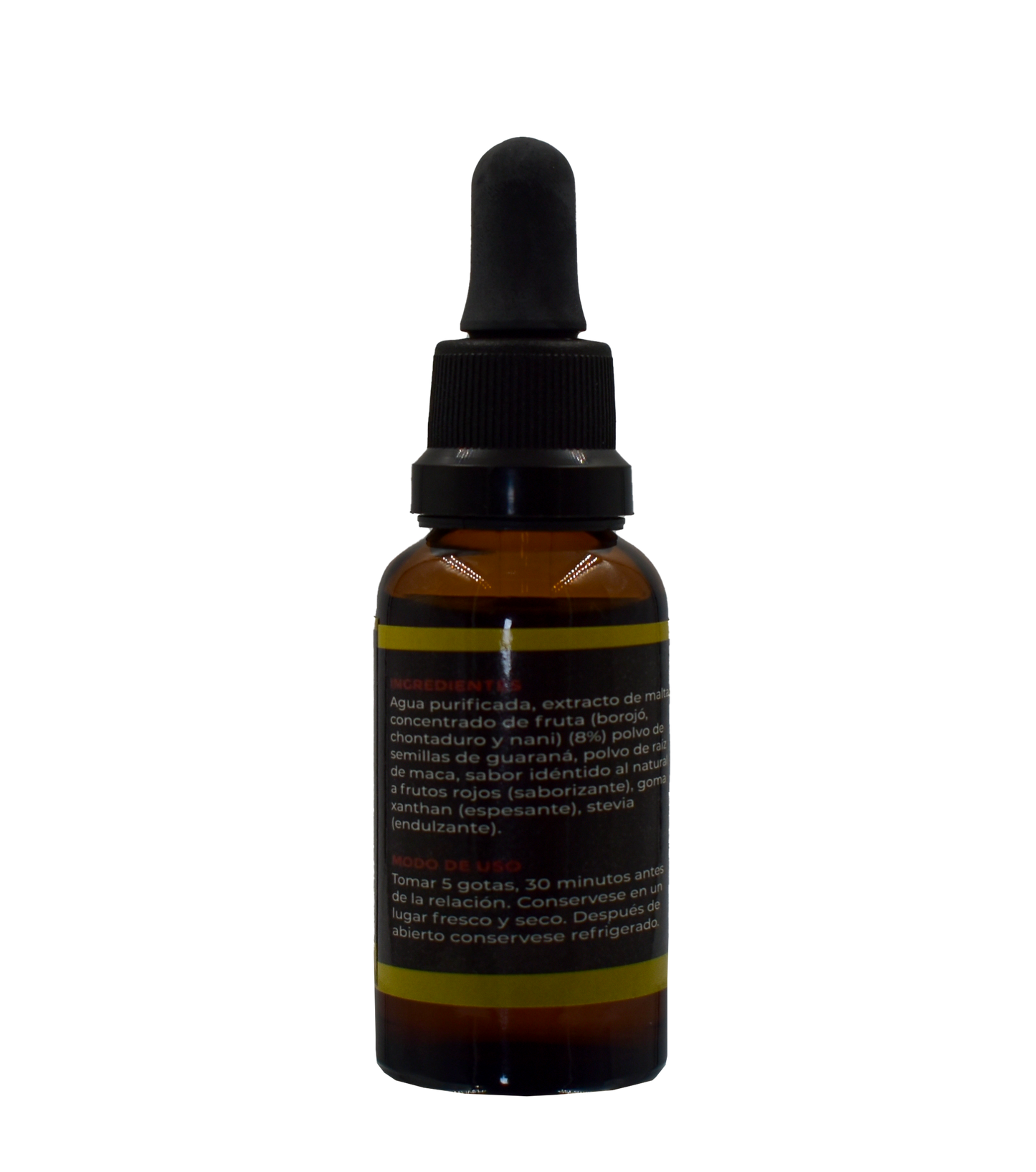 Taurimax solución oral sabor frutos rojos para adultos, con borojó, chontaduro, noni, guaraná, maca y extracto de malta. Complemento líquido para vitalidad, energía y bienestar íntimo.