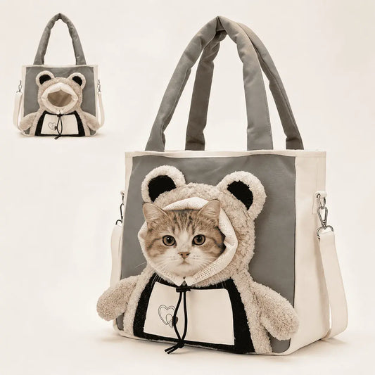 Compra mochila transportadora para mascotas pequeñas hasta 10 kg, diseño oso, ligera, ventilada y cómoda ideal para viajes y paseos.