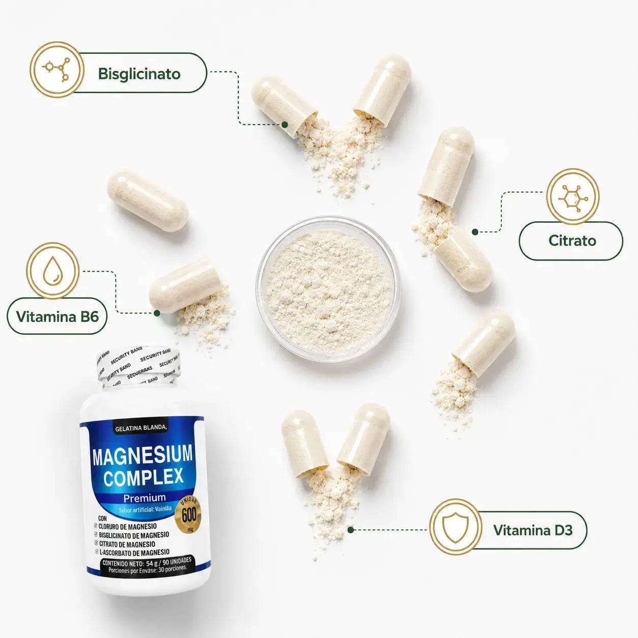 COMPLEX MAGNESIUM — El Magnesio Multi-Tipo para Dormir Profundo, Reducir el Estrés y Relajar tus Músculos