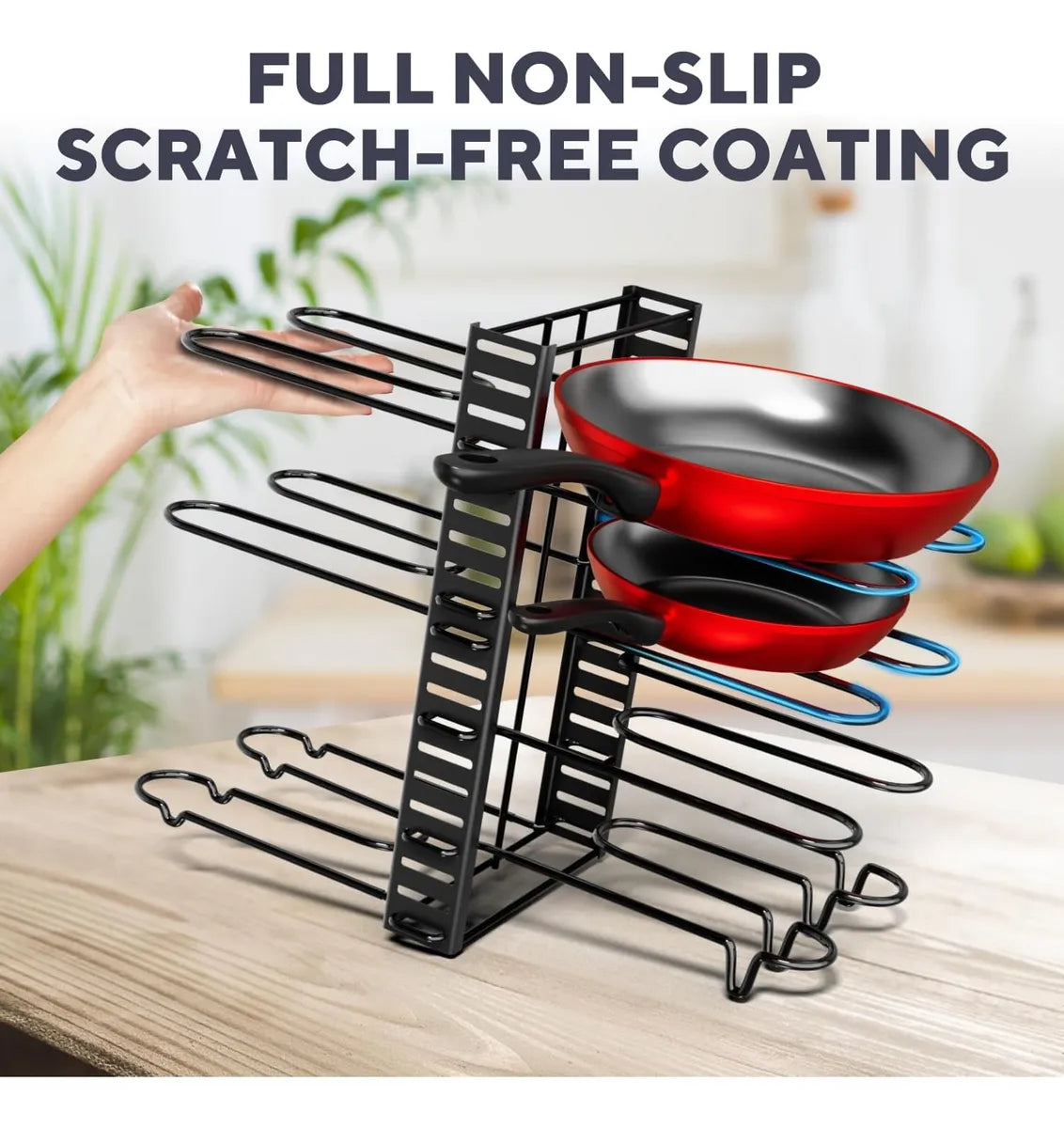 Organizador Ajustable para Tapas y Sartenes de Cocina Compacto y Resistente
