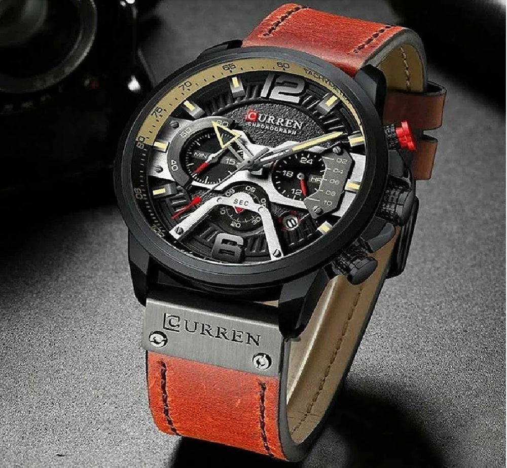 Reloj Curren 8329 cuero cronógrafo diseño elegante y resistente estilo moderno precisión y durabilidad ideal para uso diario