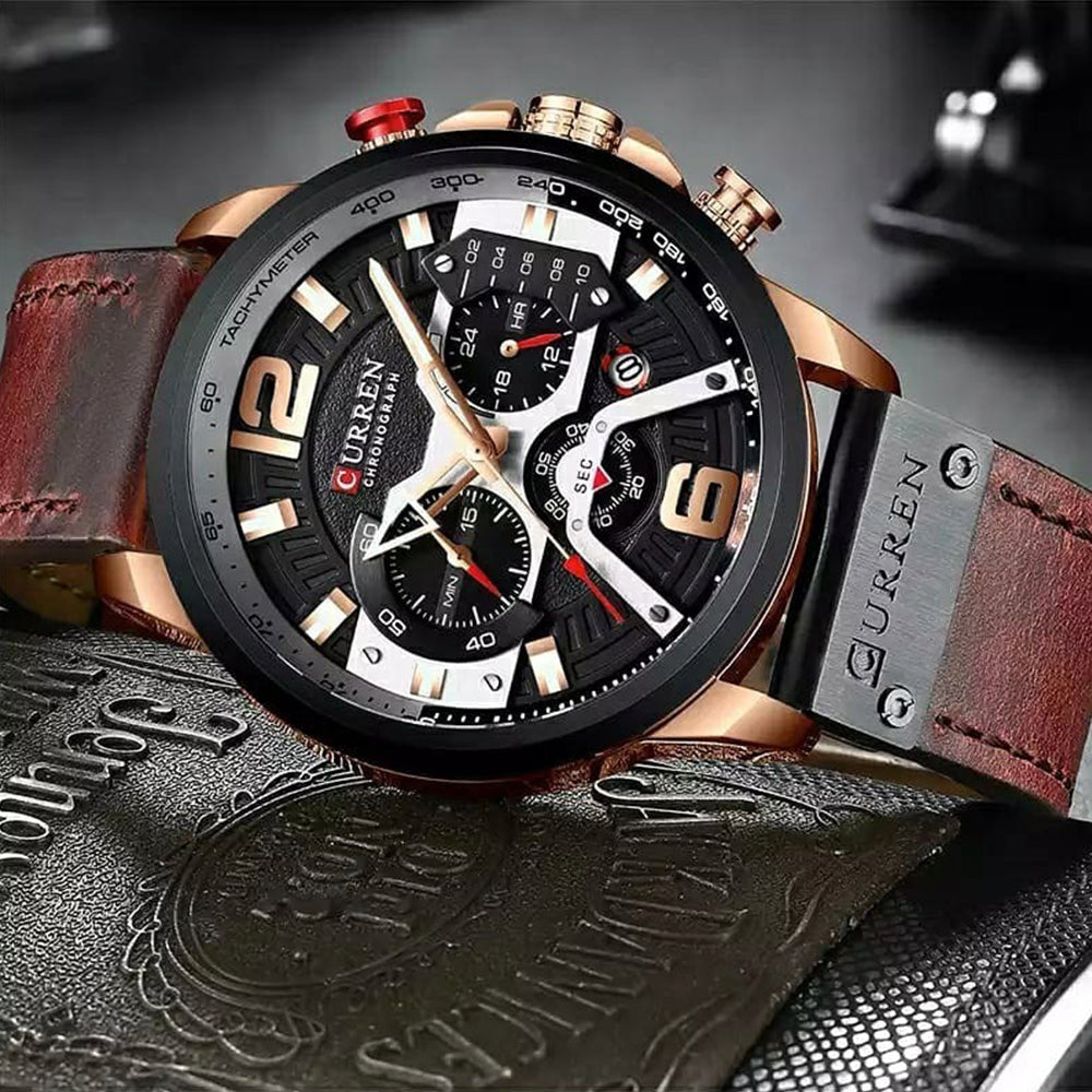 Reloj Curren 8329 cuero cronógrafo diseño elegante y resistente estilo moderno precisión y durabilidad ideal para uso diario
