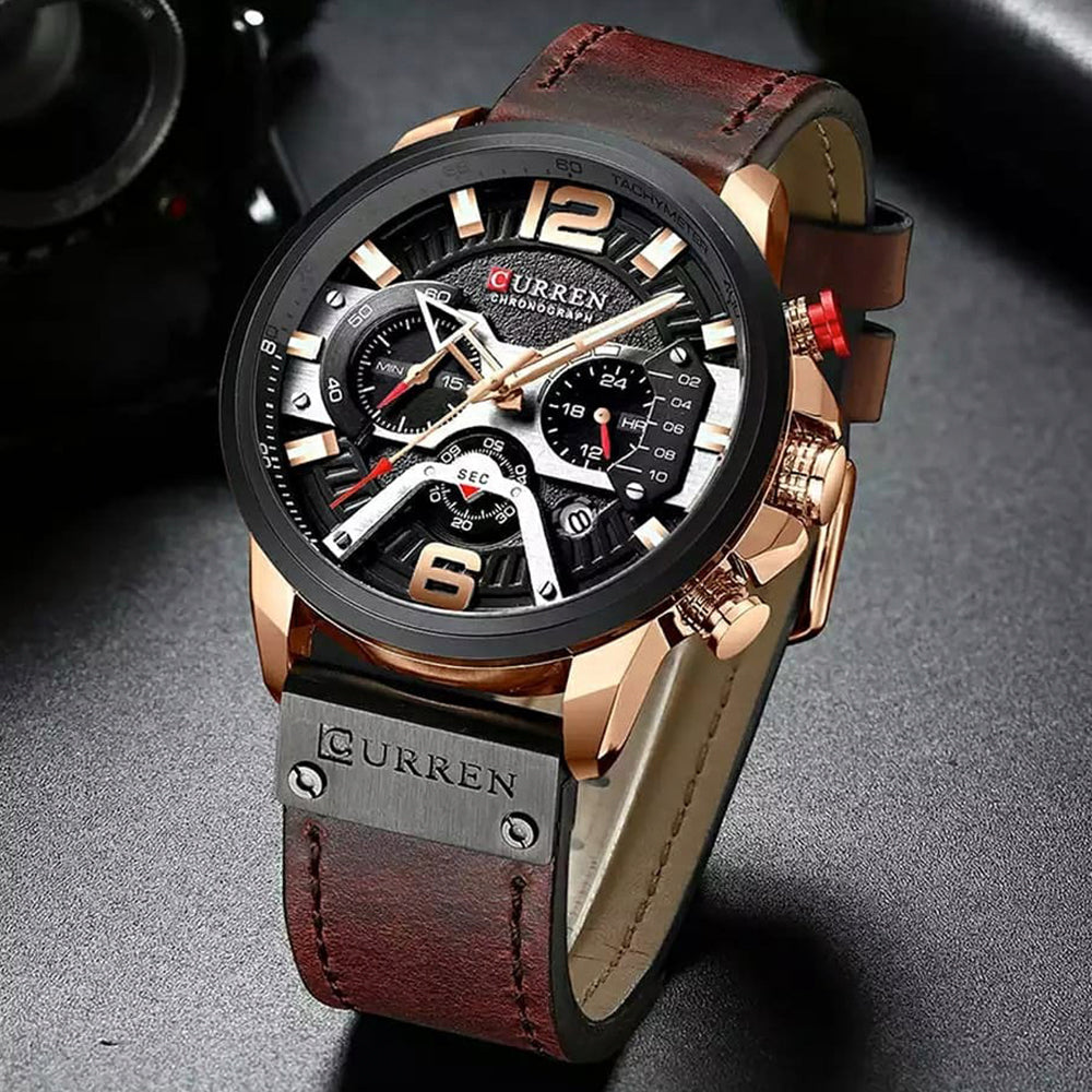 Reloj Curren 8329 cuero cronógrafo diseño elegante y resistente estilo moderno precisión y durabilidad ideal para uso diario
