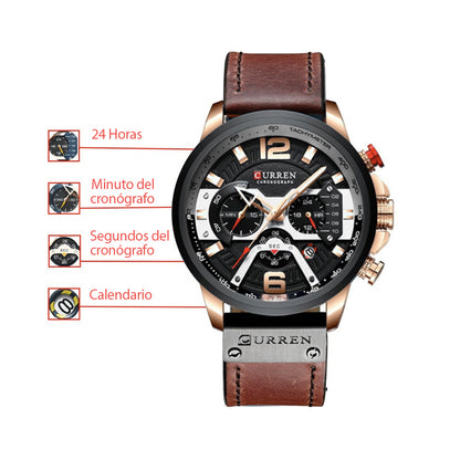 Reloj Curren 8329 cuero cronógrafo diseño elegante y resistente estilo moderno precisión y durabilidad ideal para uso diario