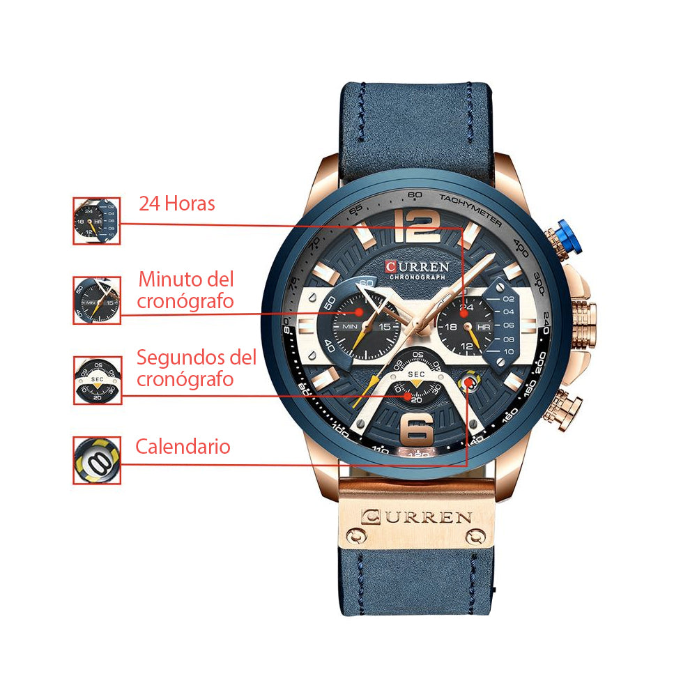 Reloj Curren 8329 cuero cronógrafo diseño elegante y resistente estilo moderno precisión y durabilidad ideal para uso diario