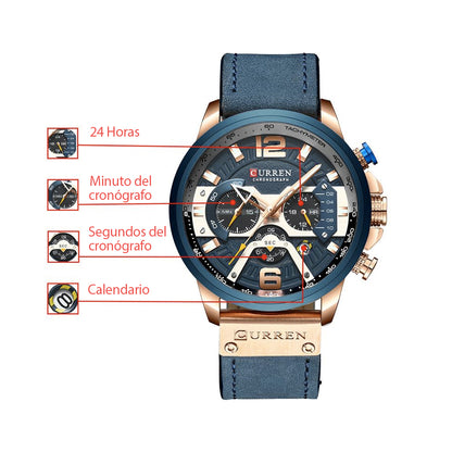 Reloj Curren 8329 cuero cronógrafo diseño elegante y resistente estilo moderno precisión y durabilidad ideal para uso diario