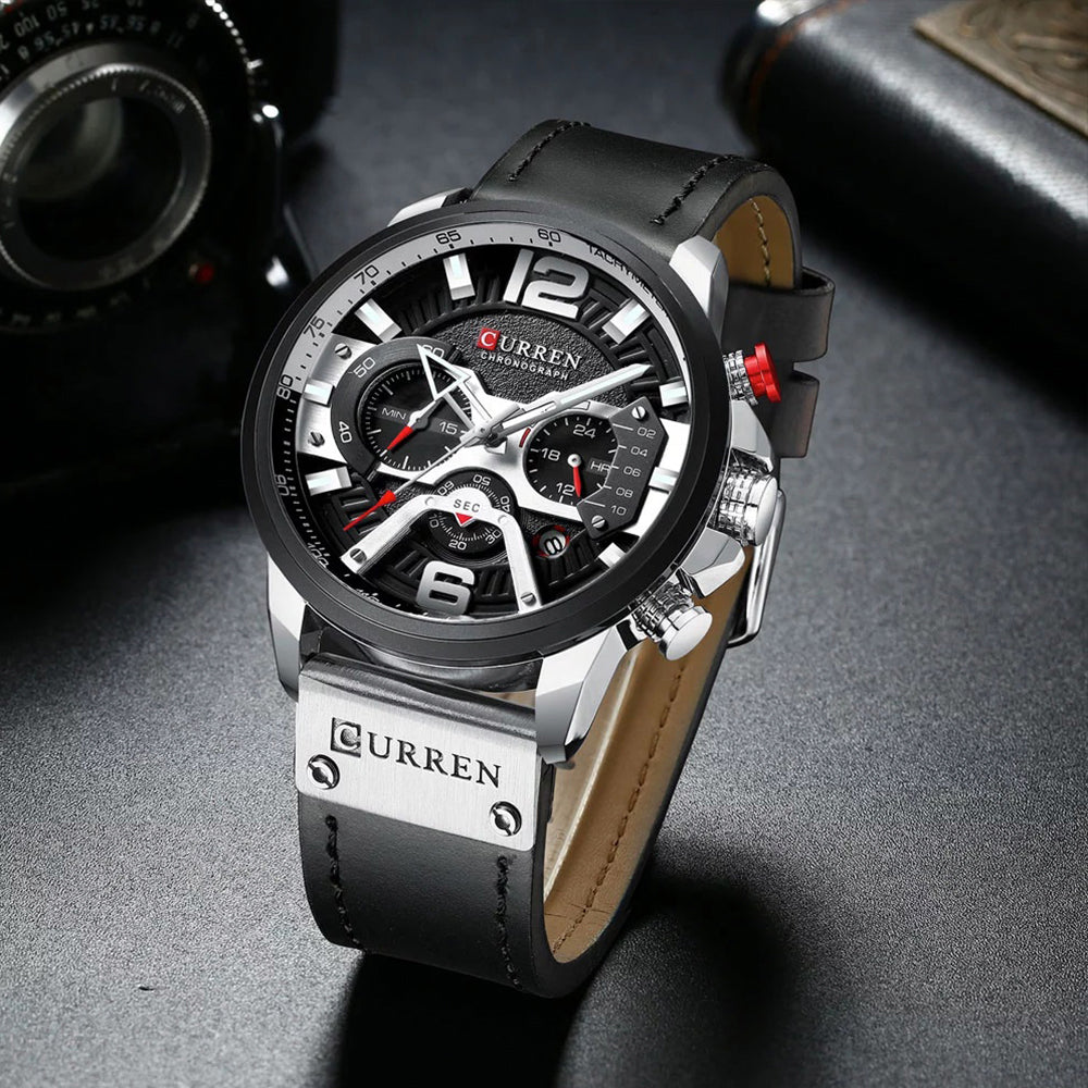 Reloj Curren 8329 cuero cronógrafo diseño elegante y resistente estilo moderno precisión y durabilidad ideal para uso diario