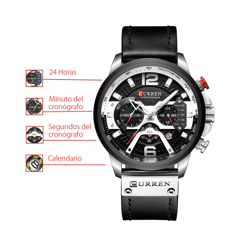 Reloj Curren 8329 cuero cronógrafo diseño elegante y resistente estilo moderno precisión y durabilidad ideal para uso diario