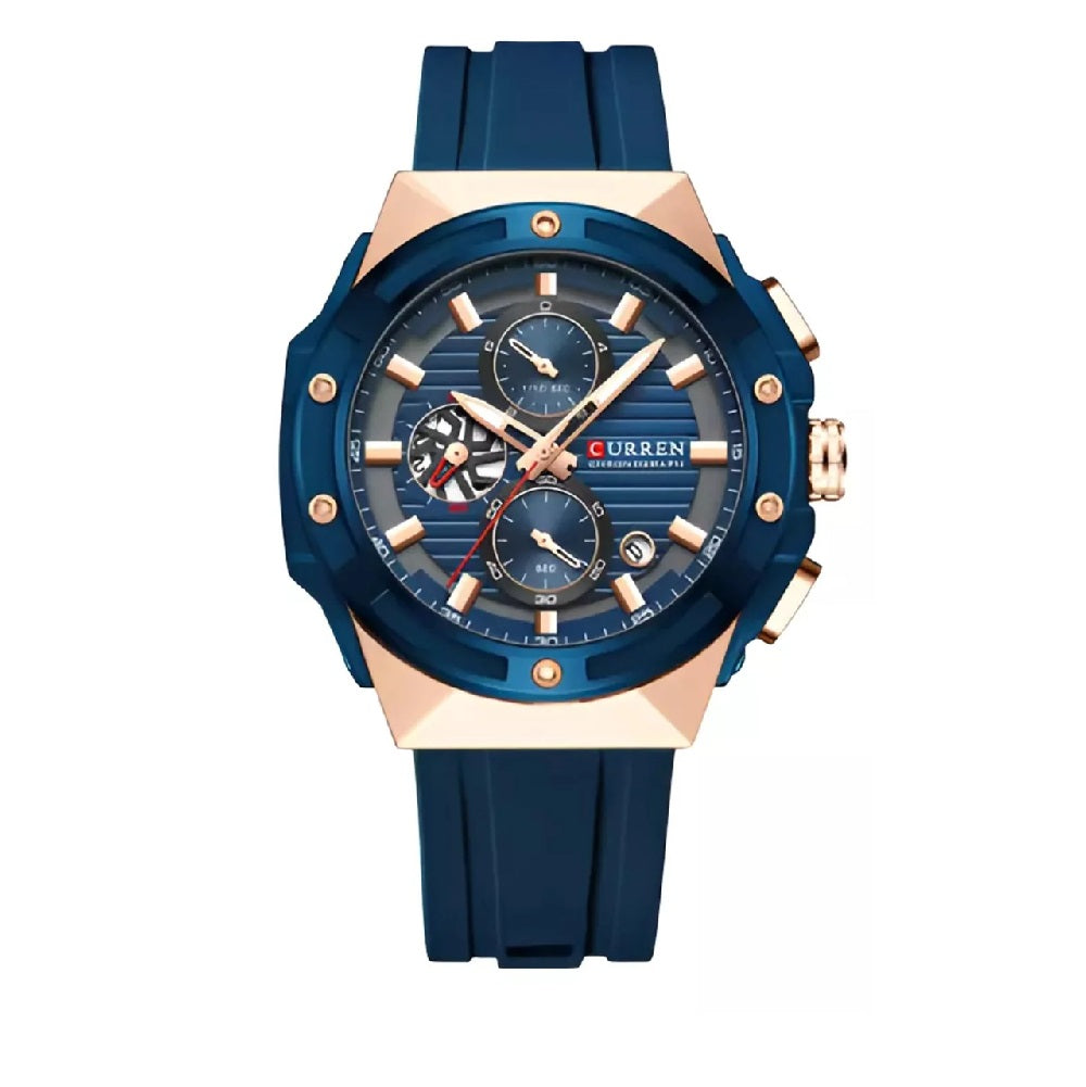Reloj Curren 8462 para hombre con cronógrafo, acero inoxidable y estilo casual resistente a salpicaduras.
