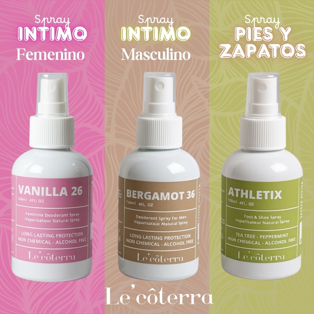 Spray desodorante íntimo Le’côterra frescura duradera controla olores y brinda sensación de limpieza cuidado diario suave y práctico