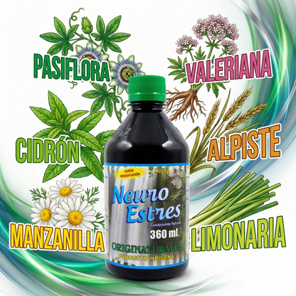 Neuro Estrés suplemento apoyo a la relajación y manejo del estrés mejora bienestar mental y descanso fórmula natural uso diario