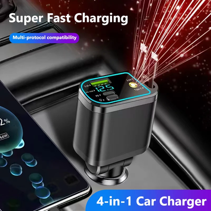 Cargador de Celular para Carro 4 en 1 con Proyector, Carga Rápida y Uso Práctico en Viajes