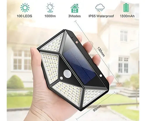 Combo x4 lámparas solares 100 LED iluminación potente con sensor automático ahorro de energía resistente al agua ideal para exteriores